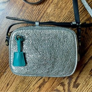 Mini Signet Bag in Italian Metallic Leather J. Crew crinkled silver